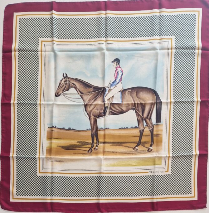 foulard CELINE en soie motif equestre
