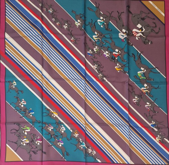 Carré Hermès Les courses par Yves Benoist-Gironière 1982