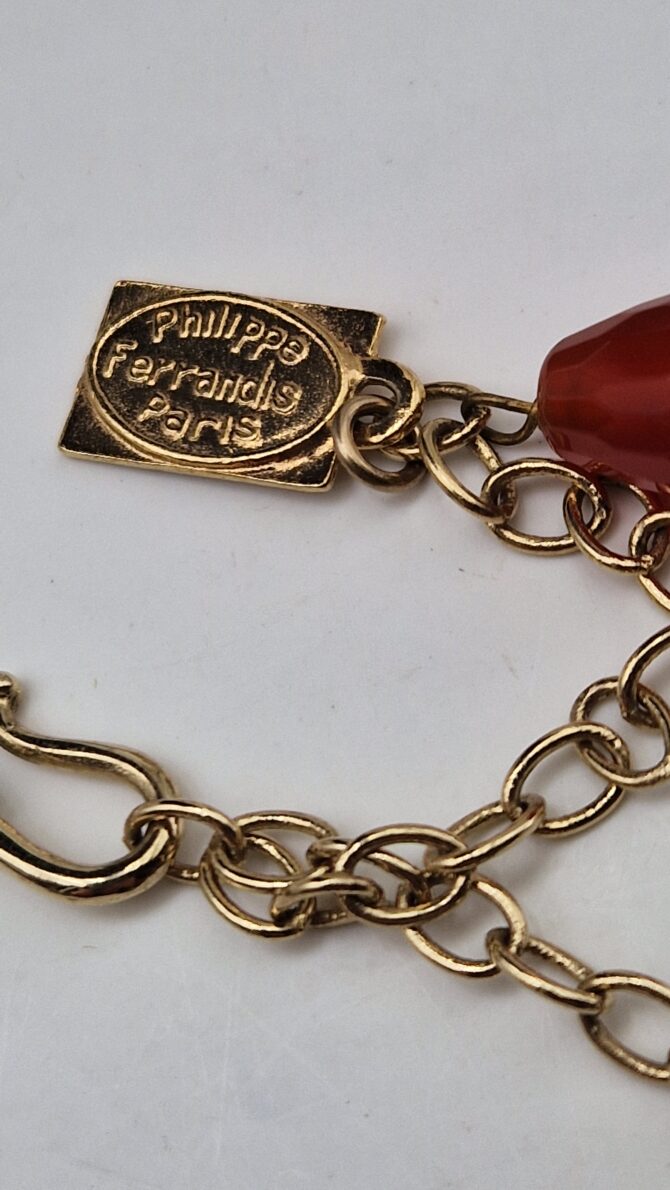 Collier porte bonheur  2 rangs Philippe Ferrandis en perles de verre  et agates – Image 4