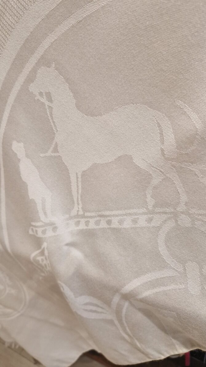 Longue étole Hermès New Libris en soie et cachemire, jamais portée et livrée dans sa boîte – Image 2
