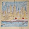 Foulard Arrivée du paquebot Le France par Pierre Pagès 1962