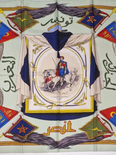 Rare carré hermès saphis marocains par hugo grykar 1953