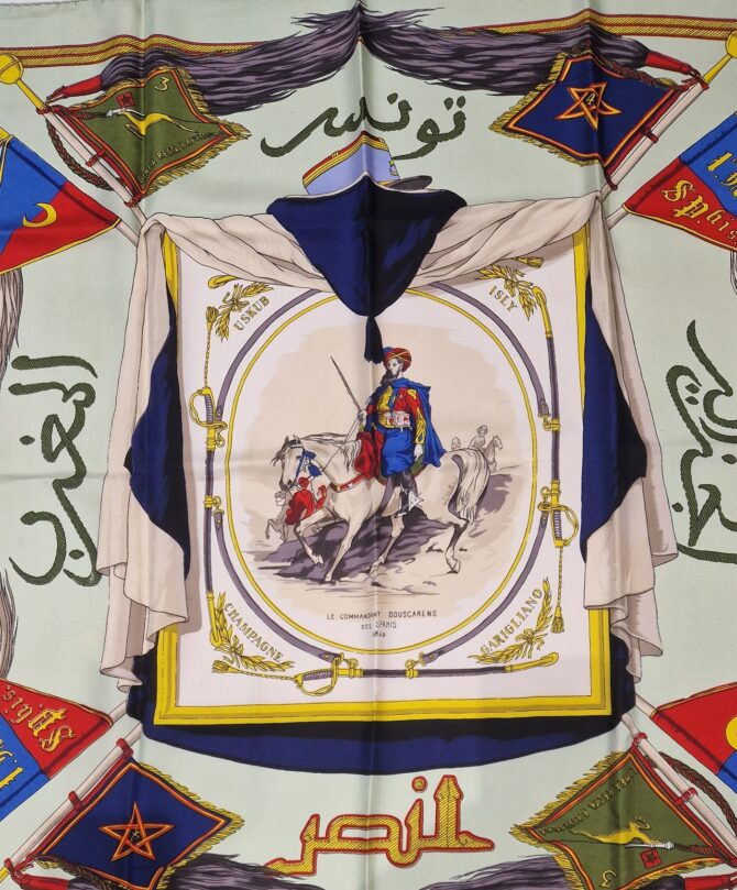 Rare carré hermès saphis marocains par hugo grykar 1953