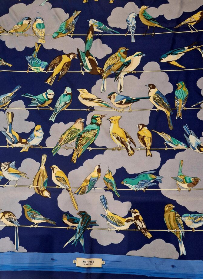 Carré Hermès les oiseaux des bois et des champs par Hugo Grykar  années 80 – Image 2