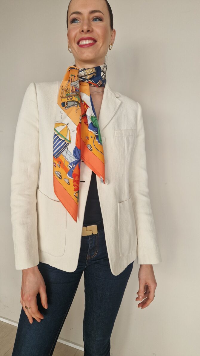 Foulard Hermès Charmes des plages normandes par Loic Dubigeon 1999