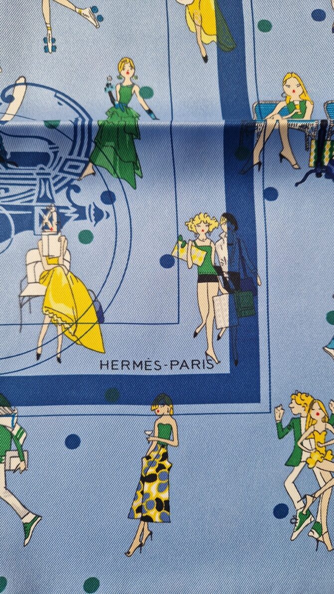 Carré Hermès 65 cm Ex Libris Les parisiennes par Hugo Grykar et Kiraz 2021 – Image 3
