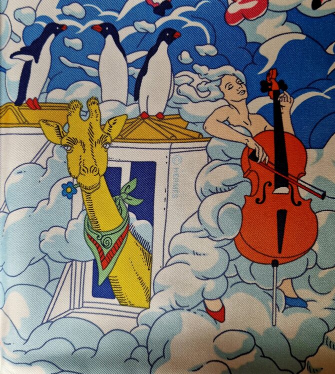 Carré Hermès Sur mon nuage par Vladimir Rybaltchenko , à l'état neuf  2022 – Image 3