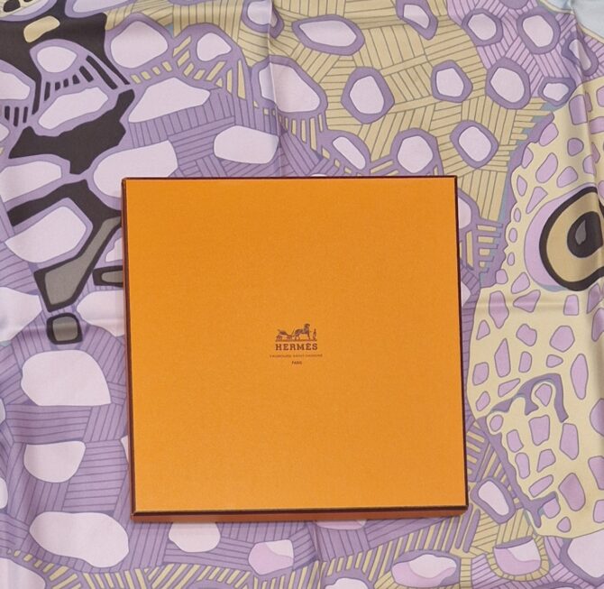 Carré  Hermès Les  Grands Fonds II par Annie Faivre en  2001, livré dans sa boîte – Image 2