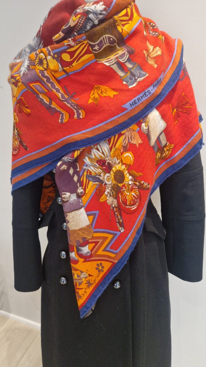 châle hermès Kachinas soie et cachemire