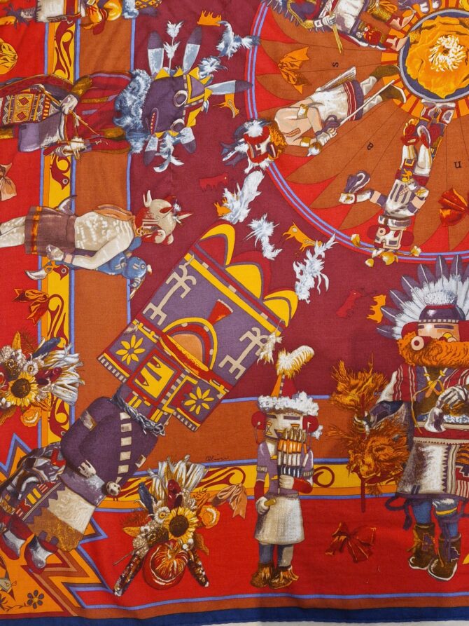 Châle Hermès Cachemire & soie Kachinas par Kermit Oliver – Image 5