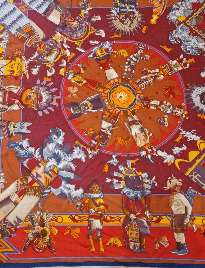 Châle Hermès Cachemire & soie Kachinas par Kermit Oliver – Image 6