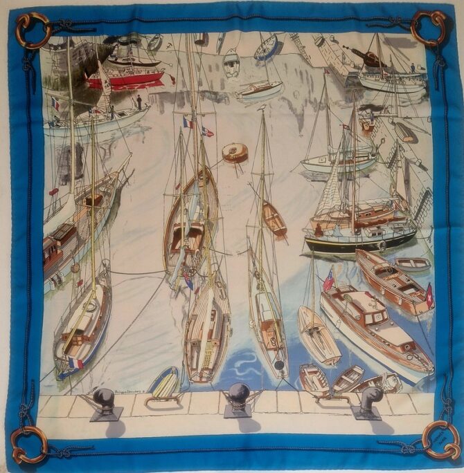 Carré Hermès Belle île en mer , le port par Philippe Dauchez 1960 – Image 7