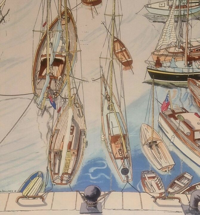 Carré Hermès Belle île en mer , le port par Philippe Dauchez 1960 – Image 2
