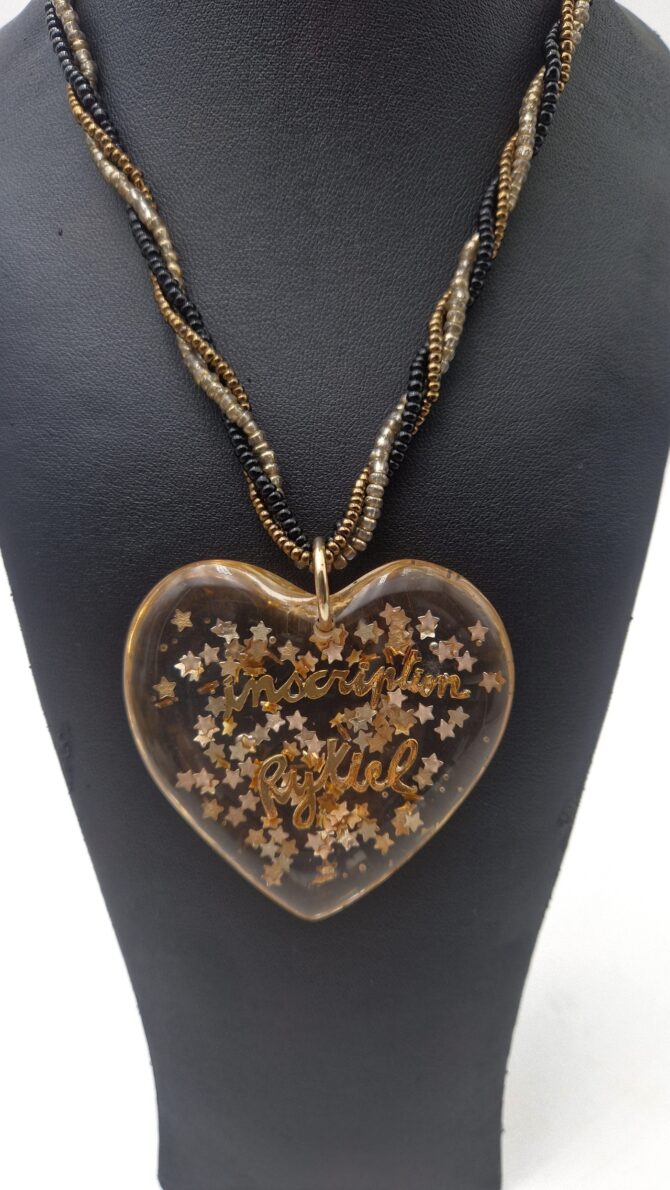 Pendentif coeur  RYKIEL en résine étoilée – Image 2
