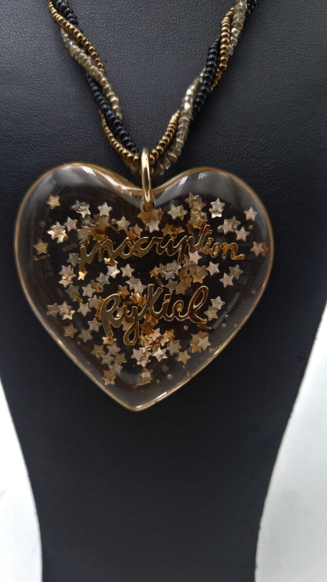 Pendentif coeur  RYKIEL en résine étoilée – Image 3