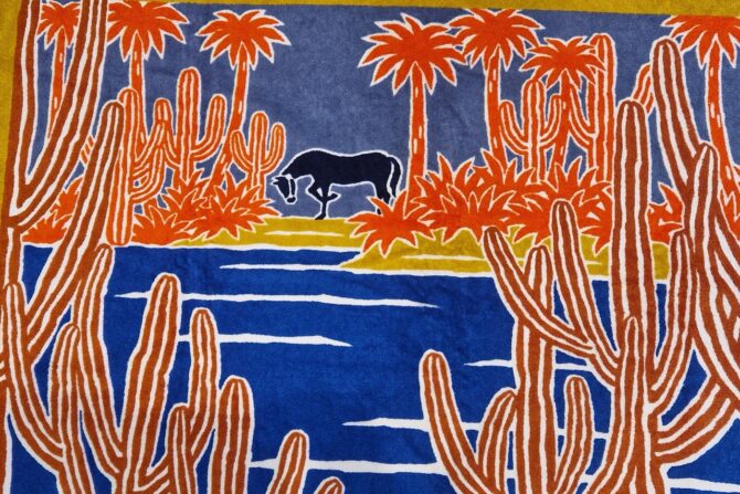 Drap de bain Hermès ETAT NEUF avec étiquettes motif  Le bel oasis – Image 4