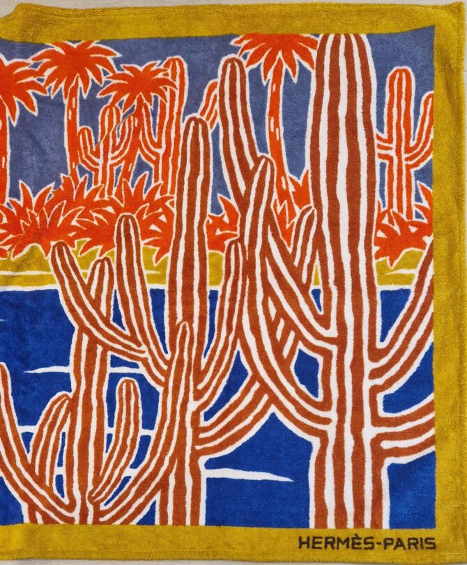 Drap de bain Hermès ETAT NEUF avec étiquettes motif  Le bel oasis – Image 3