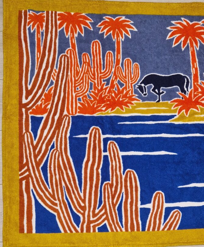 Drap de bain Hermès ETAT NEUF avec étiquettes motif  Le bel oasis – Image 5