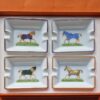 Rare set  de 4 mini cendriers Hermès en porcelaine