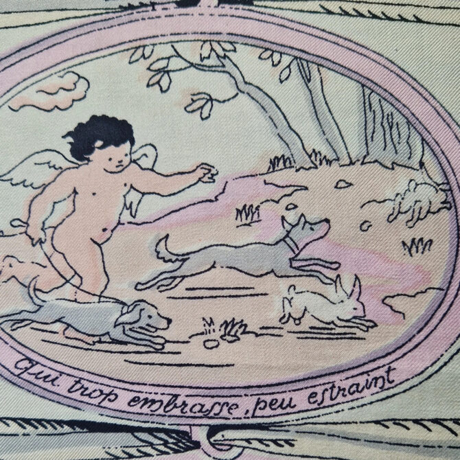 Carré Hermès Les amours par Hugo Grykar 1947 – Image 3