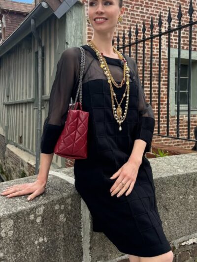 Robe Chanel vintage en carreaux de laine