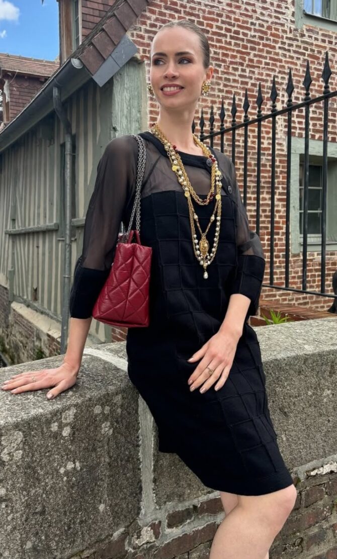 Robe Chanel vintage en carreaux de laine