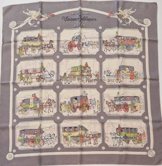 Carré Hermès Les nouvelles voitures publiques de Paris par Hugo Grykar 1952