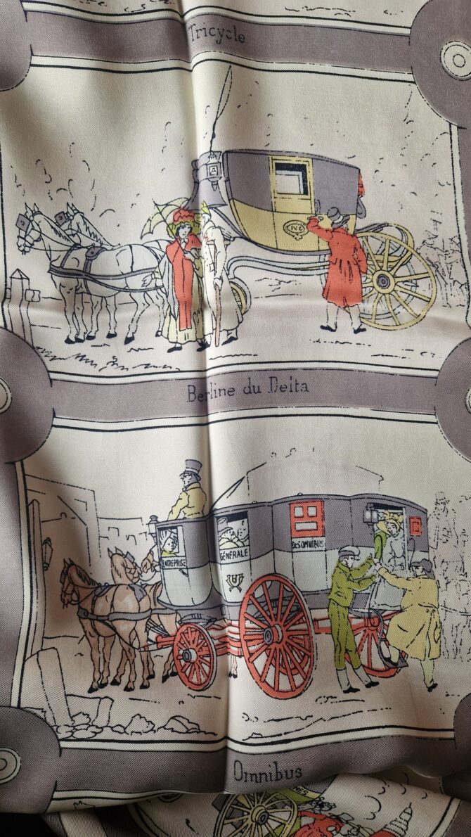 Carré Hermès Les nouvelles voitures publiques de Paris par Hugo Grykar 1952 – Image 2