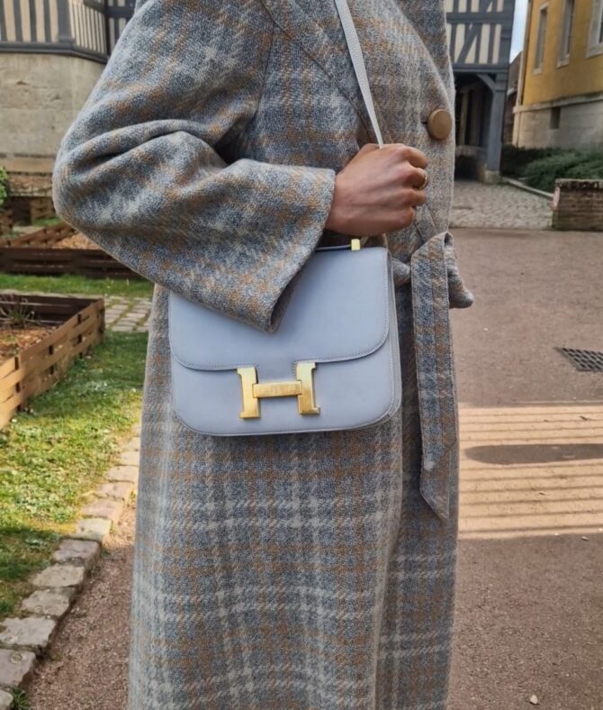 sac constance Hermès en box blanc
