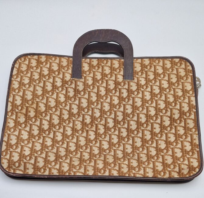 Sac cartable Christian Dior années 70 en toile Monogram et cuir – Image 5