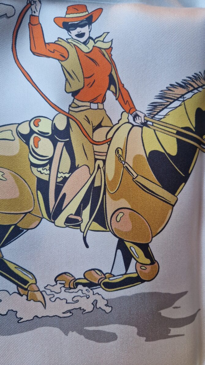 Carré Hermès double face à l'état neuf Les mustangs par Robert Dallet et Ugo Bienvenu – Image 5