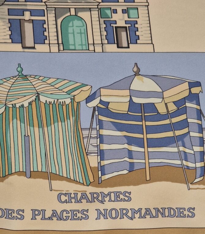 Foulard Hermès Charmes des plages normandes par Loic Dubigeon 1999