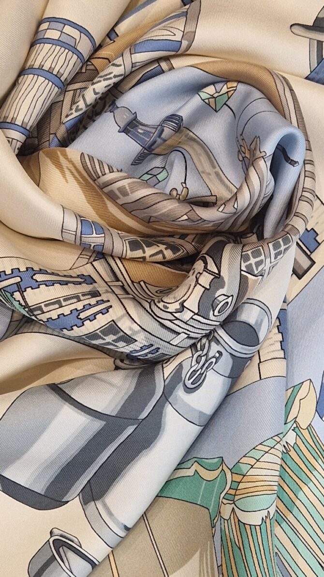 Foulard Hermès Charmes des plages normandes par Loic Dubigeon 1999