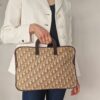 Sac cartable Christian Dior années 70 en toile Monogram et cuir