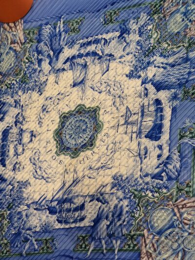 Carre Hermès en Soie plissée Azuleros par Catherine Baschet 1992