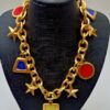 Collier vintage CELINE en métal doré et émaillé