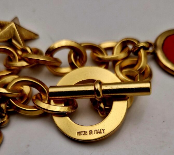 Collier vintage CELINE en métal doré et émaillé