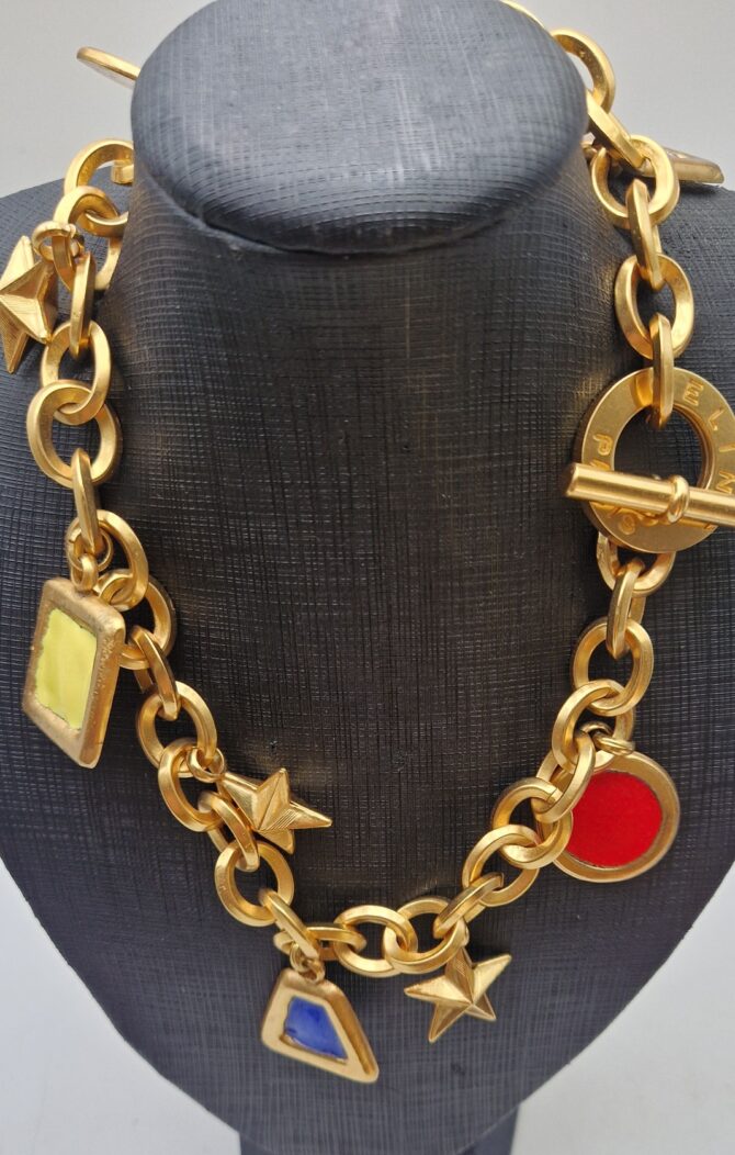 Collier CELINE en métal doré et émaillé – Image 5