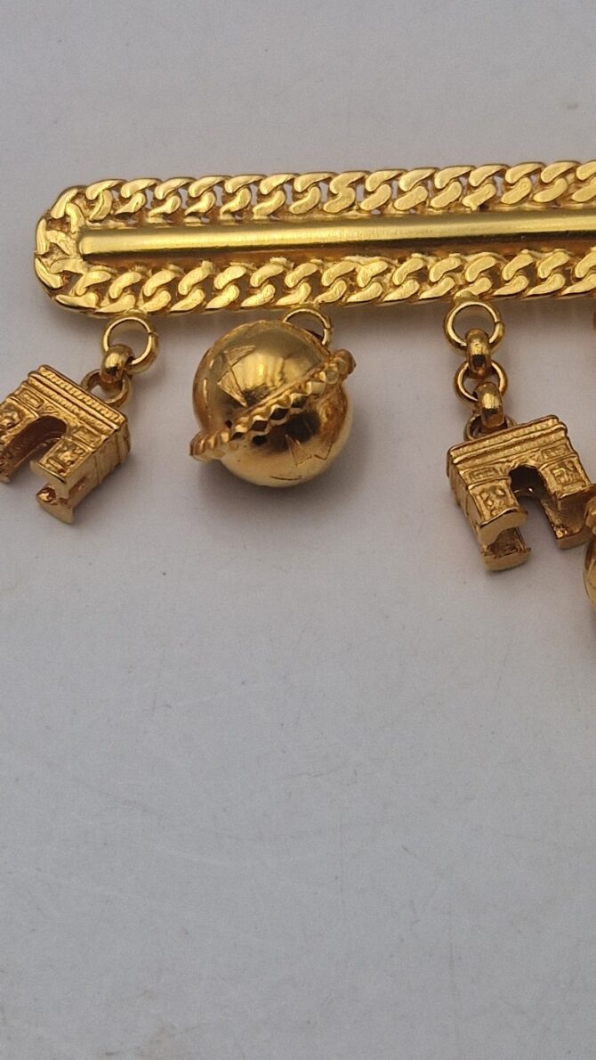 Broche Céline Paris – Collection 1989, pampilles Arc de Triomphe & globes dorés – Image 4