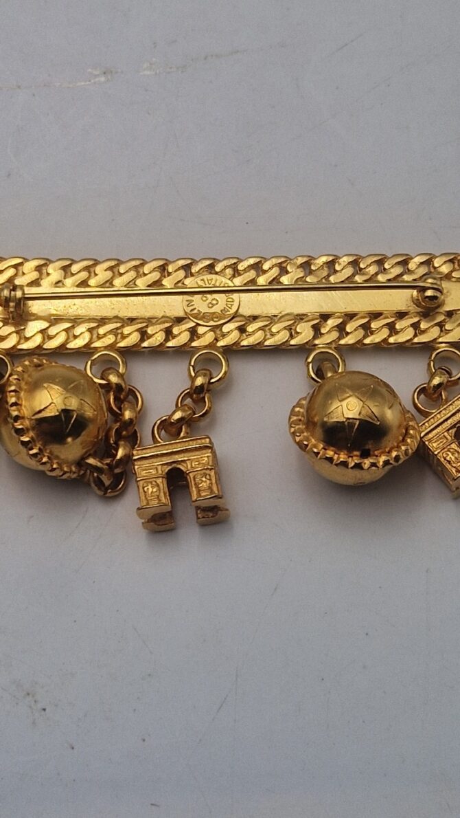 Broche Céline Paris – Collection 1989, pampilles Arc de Triomphe & globes dorés – Image 5