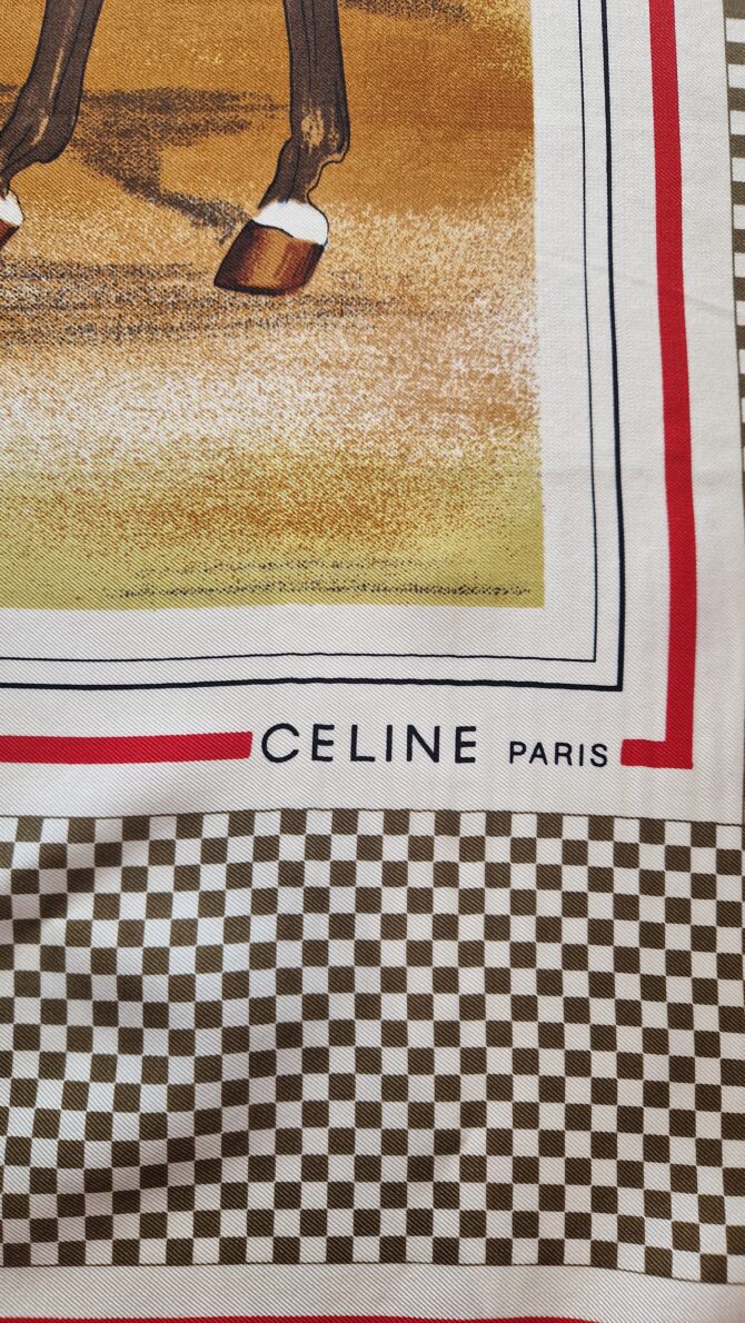 Foulard Céline Paris Il représente Cavalier à la manière des gravures anglaises