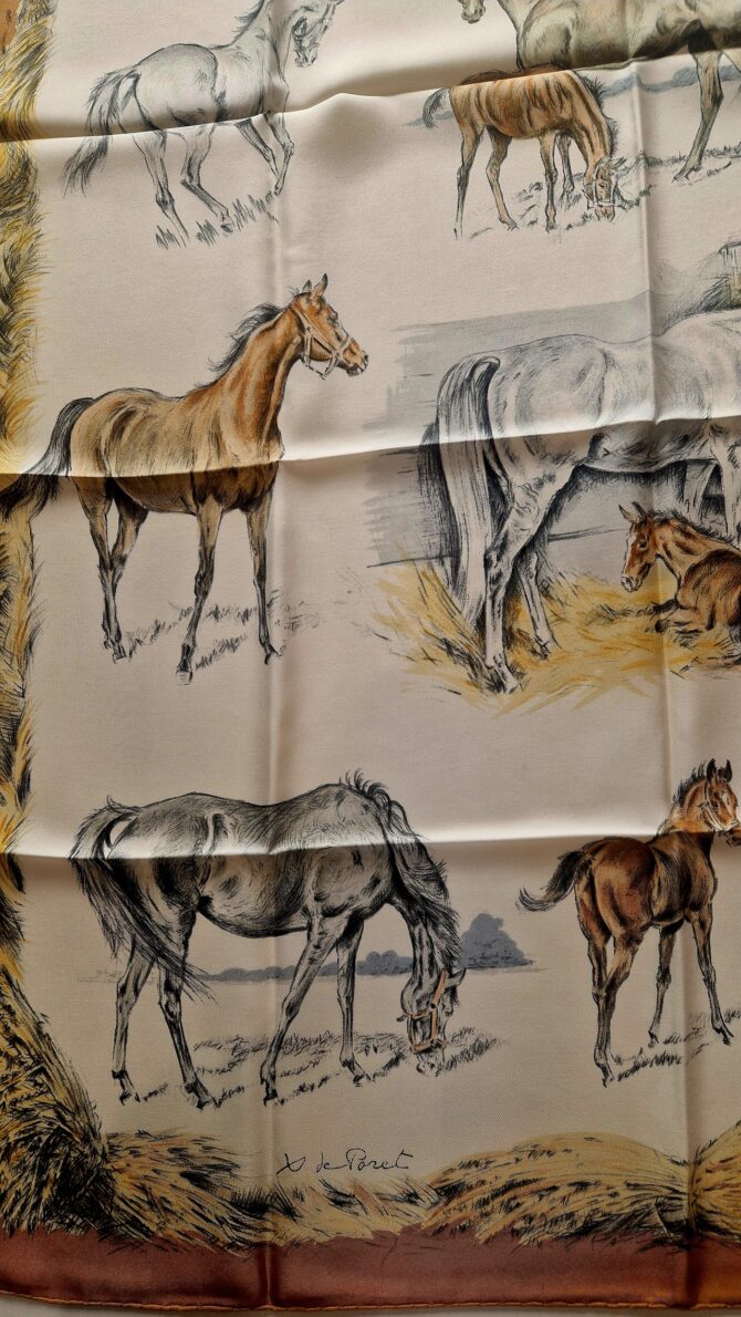 Carré Hermès  LES POULAINS par Xavier de Poret Première édition 1960 – Image 3