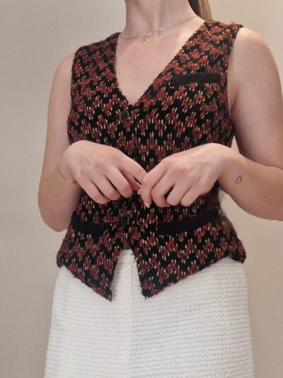Gilet Chanel en tricot façon tweed