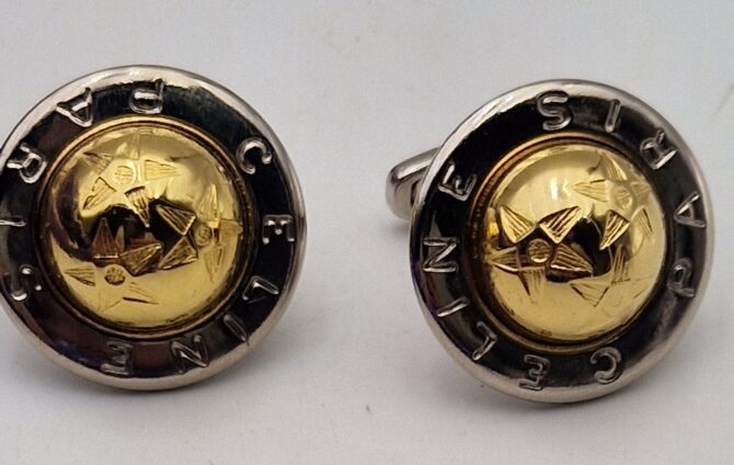 Boutons de manchette Céline Paris – Édition vintage deux tons – Image 7