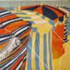 drap de bain Hermès représentant les parasols de deauville - vue complète