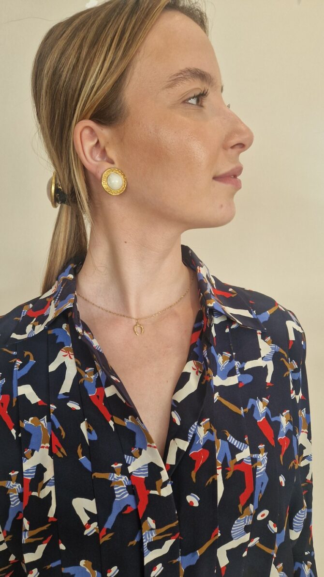 Robe YSL Rive Gauche en soie imprimé marins – Taille 40 – Années 80 – Image 10
