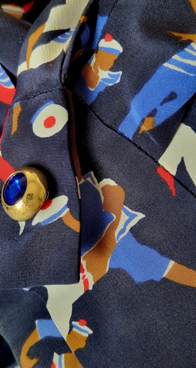 Robe YSL Rive Gauche en soie imprimé marins – Taille 40 – Années 80 – Image 11
