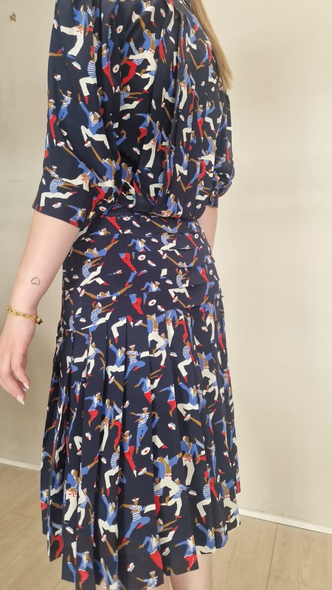 Robe YSL Rive Gauche en soie imprimé marins – Taille 40 – Années 80 – Image 7