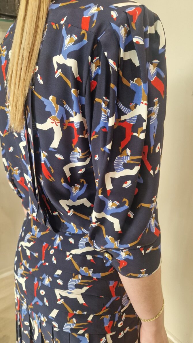 Robe YSL Rive Gauche en soie imprimé marins – Taille 40 – Années 80 – Image 8
