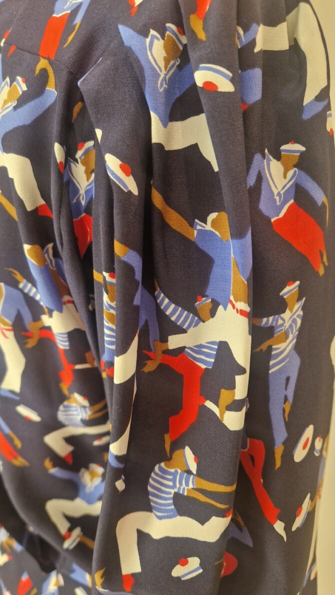 Robe YSL Rive Gauche en soie imprimé marins – Taille 40 – Années 80 – Image 9